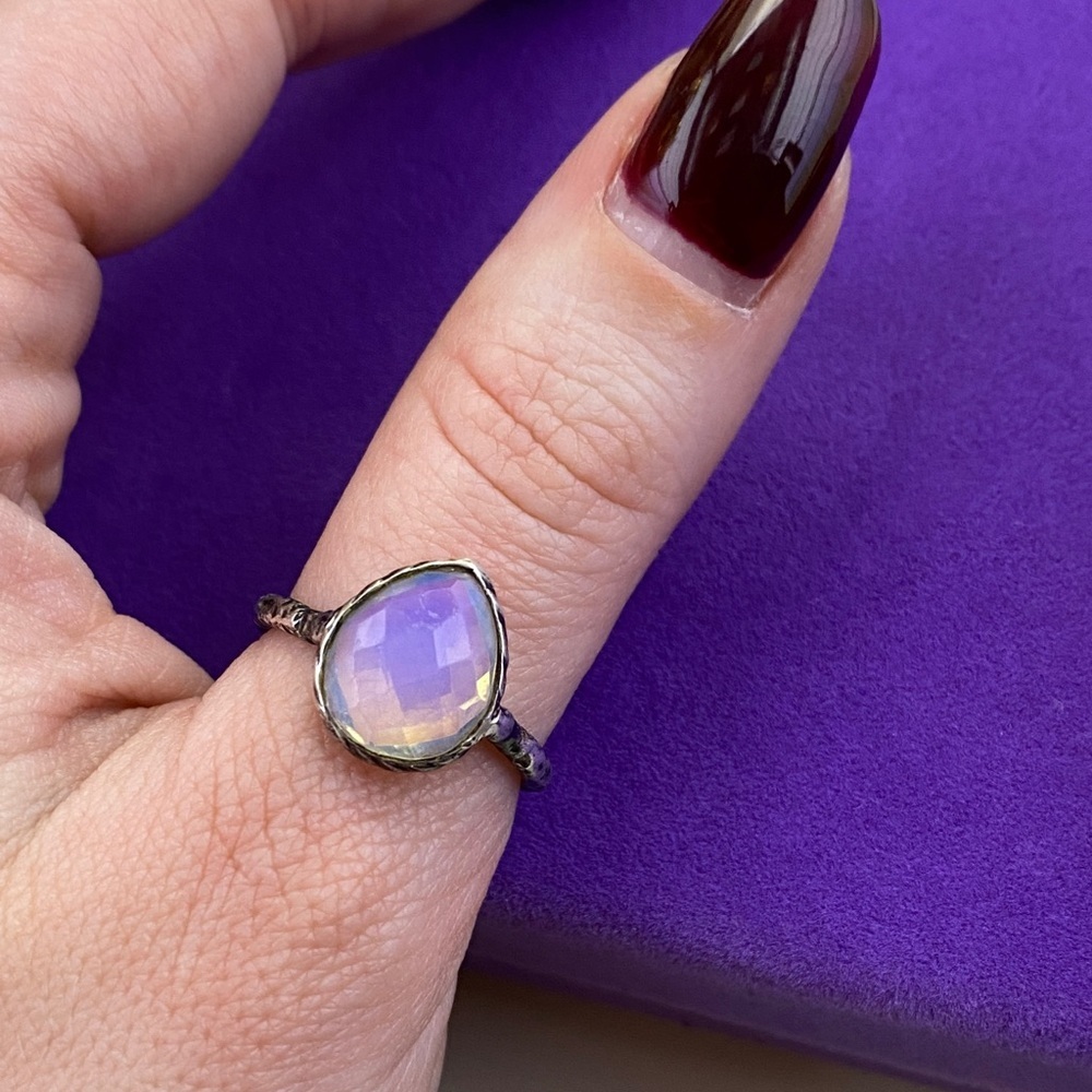 💛 Handmade Sterling Silver Blue Opalite Ring | Dreamy Light Effect - Picture 3 of 7